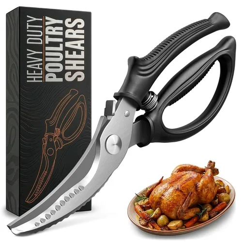 Vista 16 de Tijeras de hierbas con 5 cuchillas y tapa, cortador de hierbas de acero inoxidable con mango ergonómico y cepillo de limpieza, diseño apto