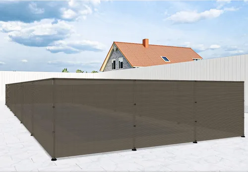 Vista 2 de TANG Valla de privacidad al aire libre para piscinas enterradas, valla de perro con postes en cubierta de hormigón, barrera de seguridad marrón, 4 x