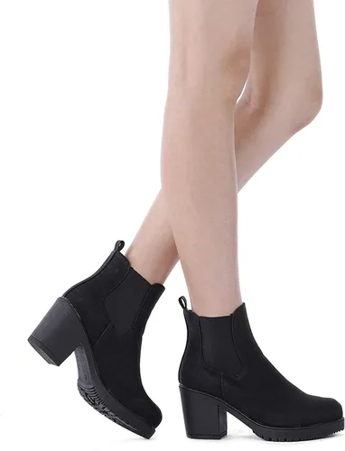 Vista 5 de DREAM PAIRS - Botines FRE de tacón alto estilo Chelsea para mujer