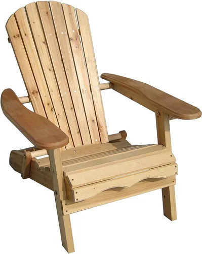 Silla Adirondack plegable de madera, al aire libre, jardín, césped, tumbona, natural, MPG-ACE010KIT