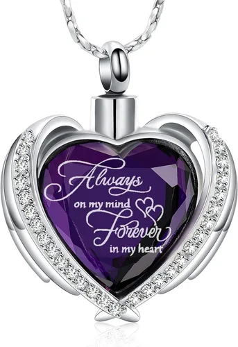 Imrsanl Joyería de cremación para cenizas, collar de urna de corazón de cristal con mini urna de recuerdo, joyería conmemorativa de cenizas