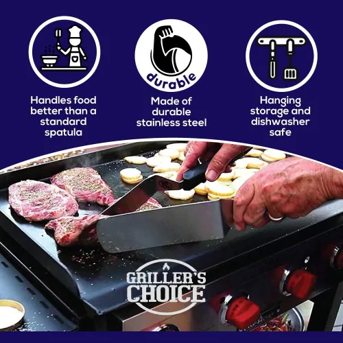 Vista 2 de Griller's Choice - Accesorios profesionales de parrilla de acero inoxidable, kit de accesorios para parrilla de parte superior plana, lavable a