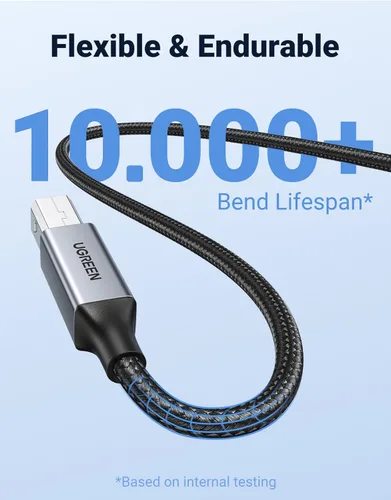 Vista 7 de UGREEN Cable de impresora, USB A a B de 6 pies, cable de escáner USB B trenzado de nailon compatible con Epson, Canon, HP, Brother, Dell, Samsung
