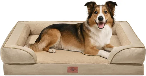 Vista 647 de Comfort Expression Cama ortopédica para perros extra grandes de 45 x 35 pulgadas, cama para mascotas XL de espuma tipo caja de huevos impermeable