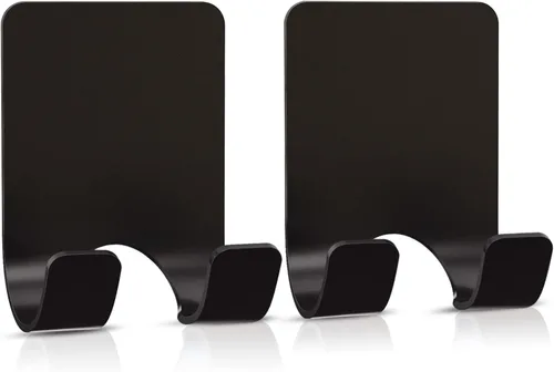 VIS'V Soporte de pared para maquinilla de afeitar de ducha, ganchos adhesivos de metal para él y para ella, impermeables, negros, 2 piezas