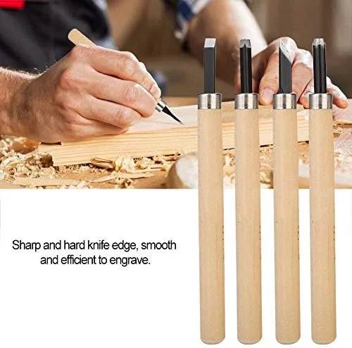 Vista 3 de Juego de herramientas de cincel de cuchillo de tallado de madera, afilador manual, sellos de goma, herramientas de tallado, herramientas de cuchillo