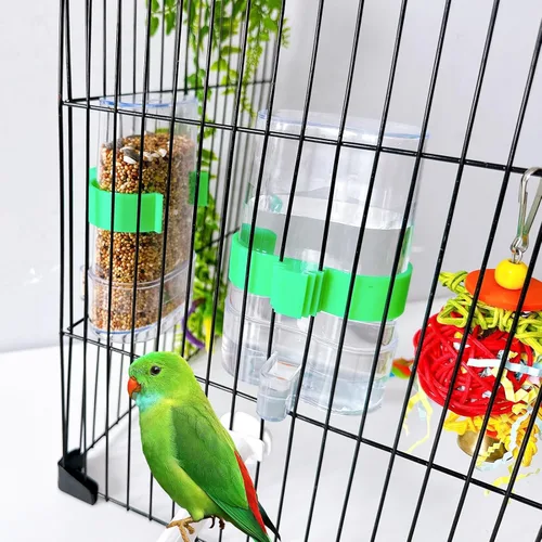 Vista 7 de Dispensador automático de agua para pájaros, comedero de agua de loro, contenedor de alimentos de semillas de pájaros, bebedero de periquitos