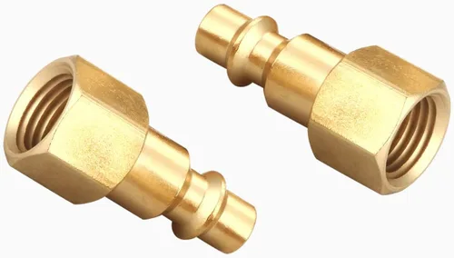 Vista 6 de Kit de acoplador y enchufe (14 piezas), tipo industrial D, NPT de 1/4 de pulgada, juego de accesorios de aire de conexión rápida de latón macizo