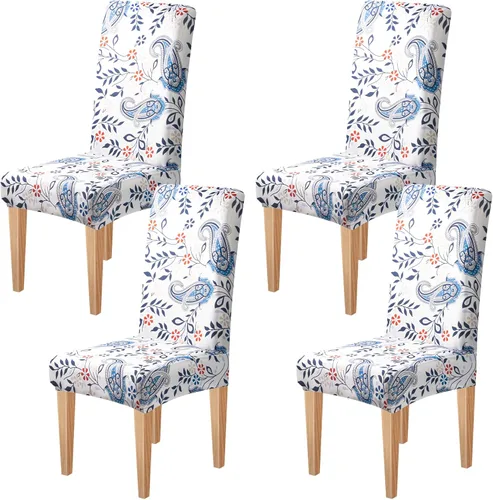 Vista 45 de Dioxide Fundas de Silla de Alto Estirar para Sillas de Comedor, Juego de Fundas de Silla de Comedor Lavables de 4, Fundas de Asiento de Silla
