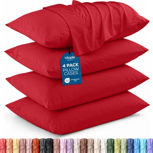 Vista 48 de Utopia Bedding - Juego de 4 fundas de almohada tamaño estándar, con cierre de sobre, tela de microfibra cepillada suave, resistentes al encogimiento