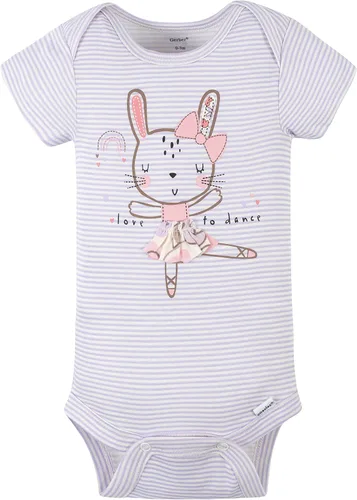 Vista 2 de Gerber Paquete de 4 peleles de manga corta para bebé niña