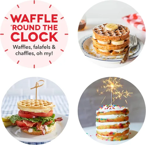 Vista 5 de DASH Mini Maker para gofres individuales, Hash Browns, Keto Chaffles con superficies antiadherentes fáciles de limpiar, 4 pulgadas, leopardo naranja