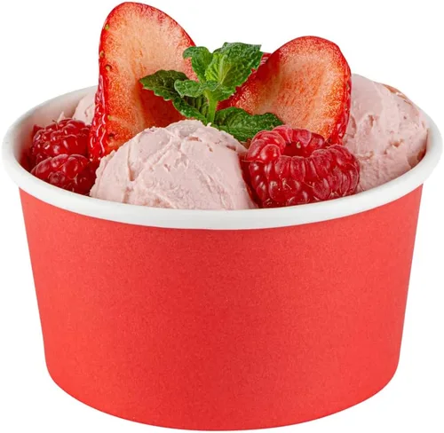 Vista 28 de Coppetta - Vasos de postre de 3 onzas, 50 tazas desechables para helado, tapas se venden por separado, cuencos de yogur congelado de papel rojo