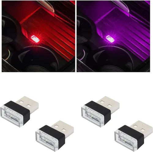 Vista 19 de Augeny 4 piezas lámparas LED USB de atmósfera para interior de automóvil, luz nocturna decorativa enchufable USB, kit de iluminación ambiental