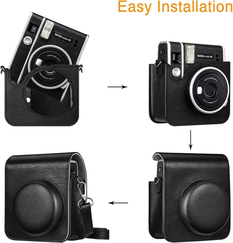 Vista 8 de Fintie Funda protectora para cámara instantánea Fujifilm Instax Mini 40 – Funda de piel vegana premium con correa ajustable extraíble Camera Travel