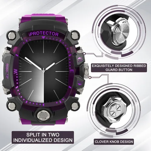 Vista 4 de iG-3000 - Funda de reloj modificada para Apple Watch Series 9, 8, 7, 1.772 in, 6, 1.732 in, banda para hombre, con funda, funda resistente