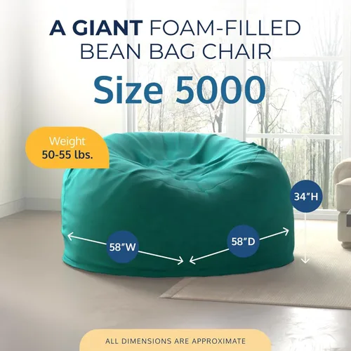 Vista 51 de ULTIMATE SACK Sillón tipo puf de 5 pies, puf de gran tamaño para adultos, cómodo sillón tipo puf, sofá tipo puf para tumbarse, sofá tipo puf