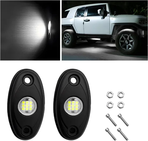 Vista 9 de Dickno 2 luces LED de rock, IP67 impermeable, lámpara de neón, luces de guardabarros de alto brillo para camiones, SUV todoterreno, accesorios Verde