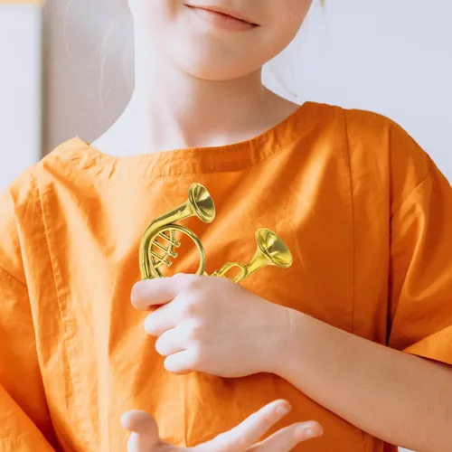 Vista 6 de balacoo Mini instrumento musical de plástico, casa de muñecas, trompeta, saxofón, modelo de casa de muñecas en miniatura, árbol de Navidad