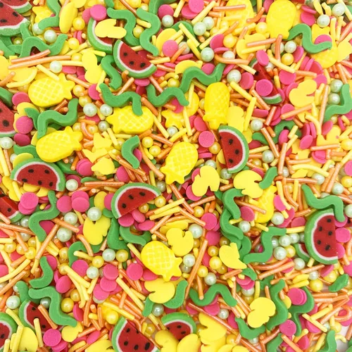 Vista 11 de Chispas comestibles rosas de verano, chispas para helado, chispas de dulce para hornear, decoraciones comestibles para pasteles, adornos