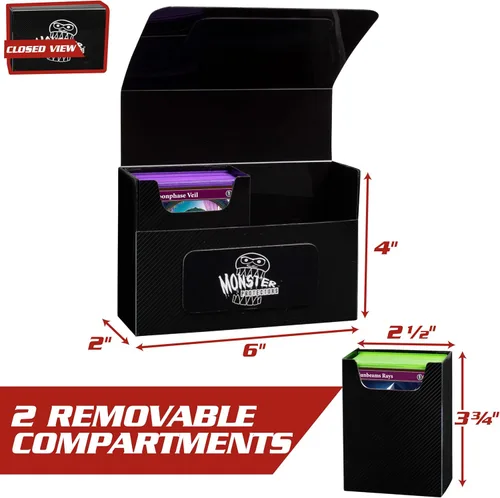 Vista 2 de Monster Caja de almacenamiento magnética de doble cubierta, 5 unidades con 2 fundas extraíbles para cubierta, cada una con capacidad para 150 TCG