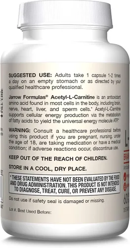 Vista 11 de Jarrow Formulas Acetil L-Carnitina, ACE, 500 Mg, 1