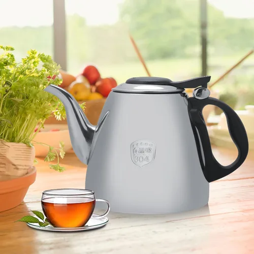 Vista 3 de Tetera de estufa de acero inoxidable de 1.2 l y 1.5 L, tetera para té, cafetera, hervidor de agua, mango resistente al calor (1.2L)