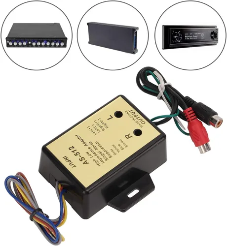 Vista 3 de Convertidor de nivel de altavoz, adaptador de impedancia alta y baja de línea de 2 canales, convertidor de salida de nivel de altavoz de audio