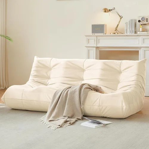 Vista 15 de Silla Puf, Silla Puf Loveseat junto a la Chimenea Sofá Puf para Adultos, Sillas Puf de 2 Plazas para Adolescentes con Espuma de Alta Resistencia