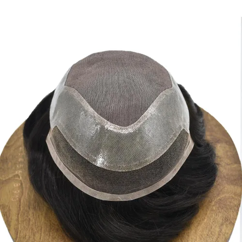 Vista 4 de Mens Toupee Hair Replacement System For Men Durable Fine Mono Hair Piece For Men Toupee For Men Real 100% Human Hair System Protesis Capilar Para