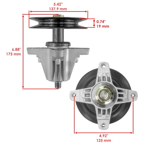 Vista 2 de Caltric Conjunto de 2 husillos con polea cubierta de 54 pulgadas compatible con Cub Cadet XT1-GT54 XT2-GX54