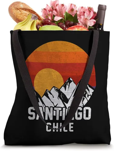 Vista 4 de Santiago Chile Retro Mountain Sunset - Bolsa de mano con diseño de montaña