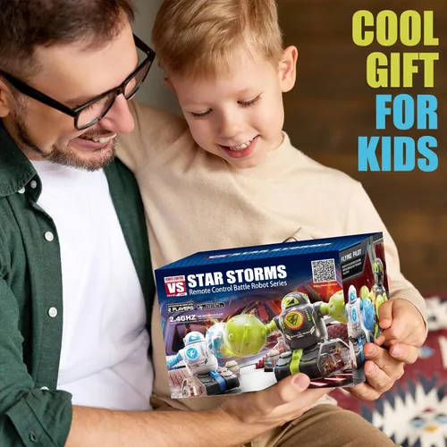 Vista 6 de cxjoigxi Juego de 2 juguetes de robot de lucha con control remoto, robot de batalla RC expulsando con luz y sonido, divertido juego de robots
