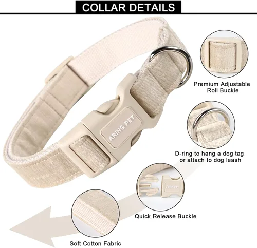 Vista 70 de Aring Pet Collar de algodón, ligero y ajustable, con hebilla de liberación rápida para perros pequeños, medianos y grandes, para cachorros, XS