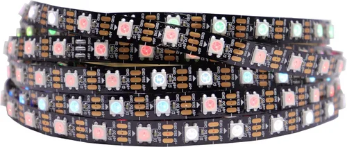 WS2812B IC RGB 5050SMD ECO - Tira de luz LED direccionable individual, 16.4 pies, 300 LED, 60 LED/m, flexible, a todo color, IP30 DC5V, PCB negro