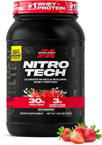 Vista 10 de Muscletech Proteína de suero en polvo (Galletas y Crema, 4 libras) - Fórmula Nitro-Tech Ultimate para construcción muscular con aislado de proteína