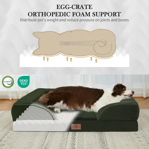 Vista 187 de Comfort Expression Cama ortopédica para perros extra grandes de 45 x 35 pulgadas, cama para mascotas XL de espuma tipo caja de huevos impermeable