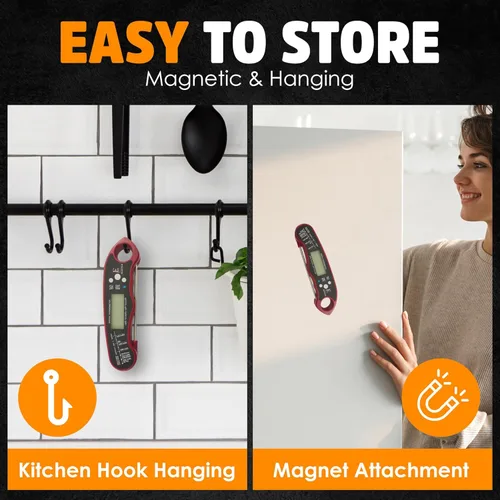 Vista 5 de Termómetro digital de carne para cocinar y asar a la parrilla, termómetro de caramelo, parrilla de barbacoa, sonda plegable de lectura instantánea