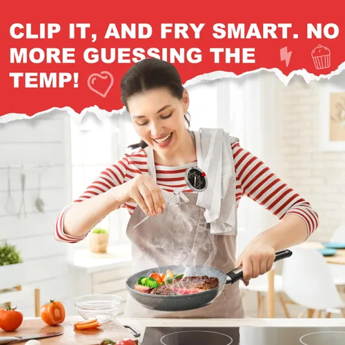 Vista 5 de Termómetro de caramelo que brilla en la oscuridad, impermeable, IP67-9 pulgadas, para freír y dulces con clip para olla, alto calor, impermeable