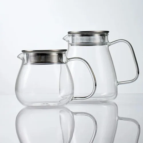 Vista 4 de IwaiLoft Tetera de vidrio con tapa de filtro de acero inoxidable extraíble, apta para estufa y microondas, hervidor de vidrio de borosilicato