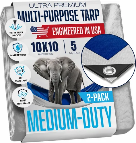 Vista 15 de Lona de 6 x 8 pies Resistente al Agua de Plástico con Ojales Cada 18 Pulgadas - 5 Mil - Cubierta Impermeable Multiusos para Lluvia, Exteriores