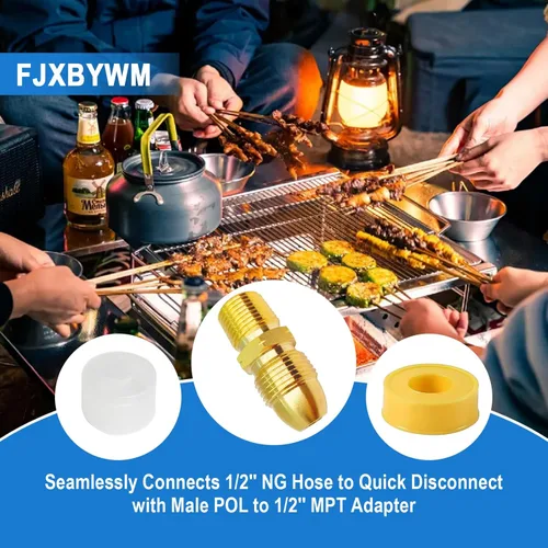 Vista 5 de Adaptador de propano de latón: adaptador macho POL a rosca macho de tubo de 1/2 pulgada, conector de tanque de manguera de propano, se adapta a