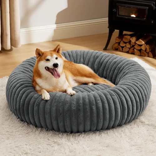 Vista 15 de Bedsure ComfyFleece™ Cama para perros pequeños en forma de dona, camas para perros pequeños con forro polar de pana y parte inferior antideslizante