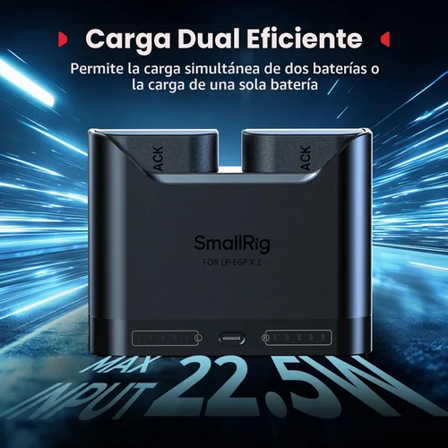 Vista 4 de SMALLRIG LP-E6NH Juego de baterías para Canon, 22.5W doble ranura 2H carga