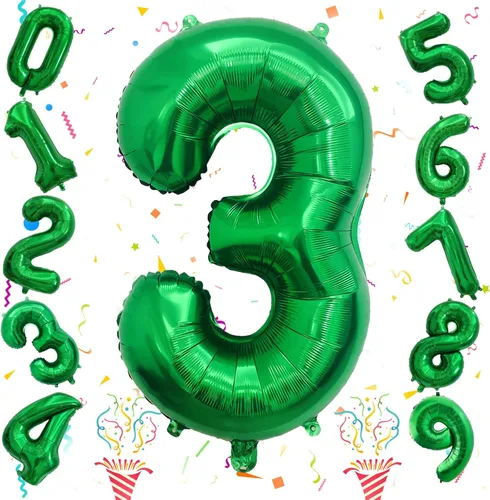 Vista 94 de Globos de Sirena Número 0 de 40 Pulgadas, Juego de Globos de Números Grandes Morado Verde Azulado Arcoíris 0-9, Globos de Números de Papel