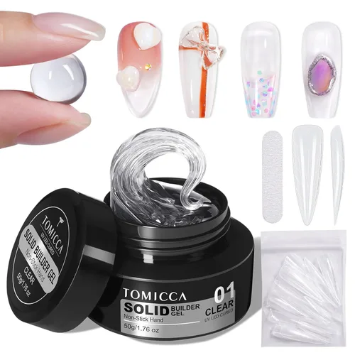 TOMICCA Gel duro 3D para arte de uñas, gel constructor sólido para uñas, 1.76 oz, gel de uñas 3D, gel de escultura para arte de uñas, gel duro para