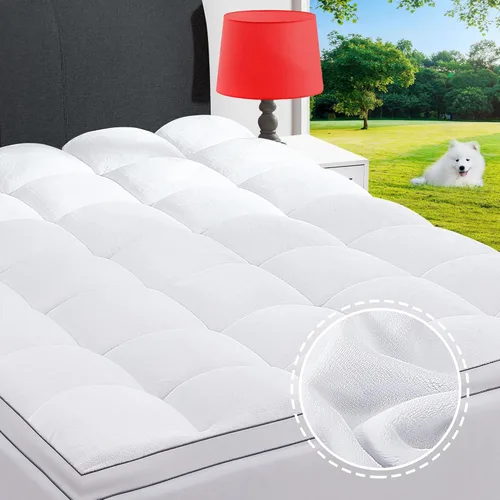 Vista 11 de Cubrecolchón tamaño individual XL extra grueso con parte superior de almohada refrescante, protector de colchón de felpa con bolsillo profundo