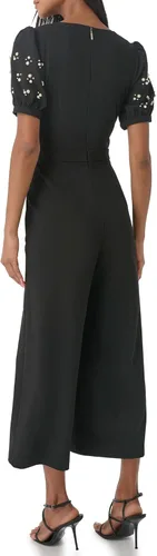 Vista 4 de Karl Lagerfeld Paris Women's Embellished Puff Sleeve V-Neck Dress