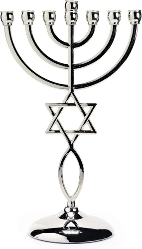 Ananadashop - Candelabro decorativo con estrella de plata de David, 7 ramas, Israel, Menorá, Hanukkah