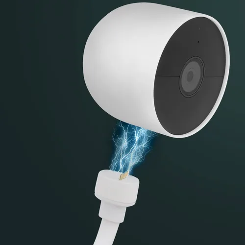 Vista 4 de iTODOS Cable de carga resistente a la intemperie de 10 pies/3m para Google Nest Cam al aire libre o interior, batería - Cable de alimentación